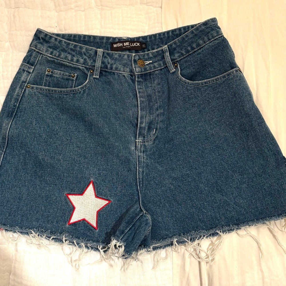 Denim Shorts with Star size 29 by Wish Me Luck Los Angeles